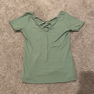 Cross-Cross Neckline short sleeve blouse